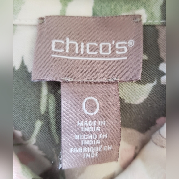 Chico's Garden Camo Soft Utility Button Down Shirt - Picture 11 of 13